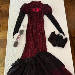 Deluxe, sexy and chic DollsKill vampire costume for Halloween with accessories